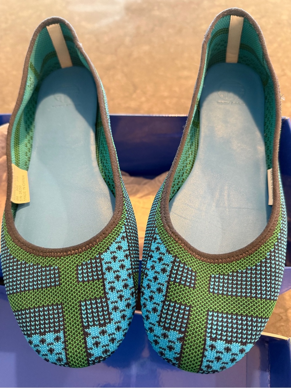 Tory Burch Sport Comfort Knit Ballet Flats - Blue & Green